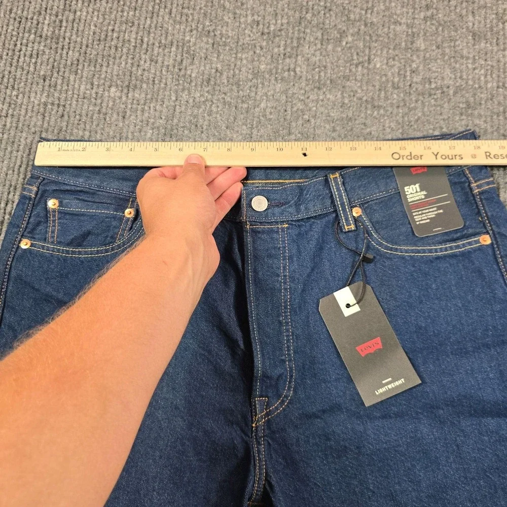 Levi's 501 Original Shorts Mens 36 Blue Denim Button Fly Bermuda 9 Inseam